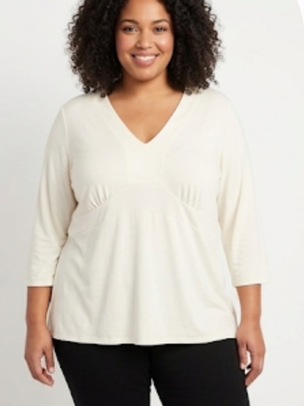 NWT Lane Bryant 3/4 sleeve V-neck cream off white top size 22-24
